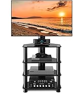 TAVR Furniture 4-Tiers Media Component TV Stand with Swivel Mount Audio Shelf and Height Adjustab...