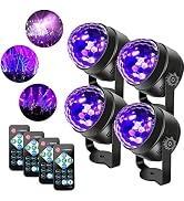LUNSY Black Lights for Glow Party, 6W Disco Ball LED Party Lights Sound Activated with Remote Con...