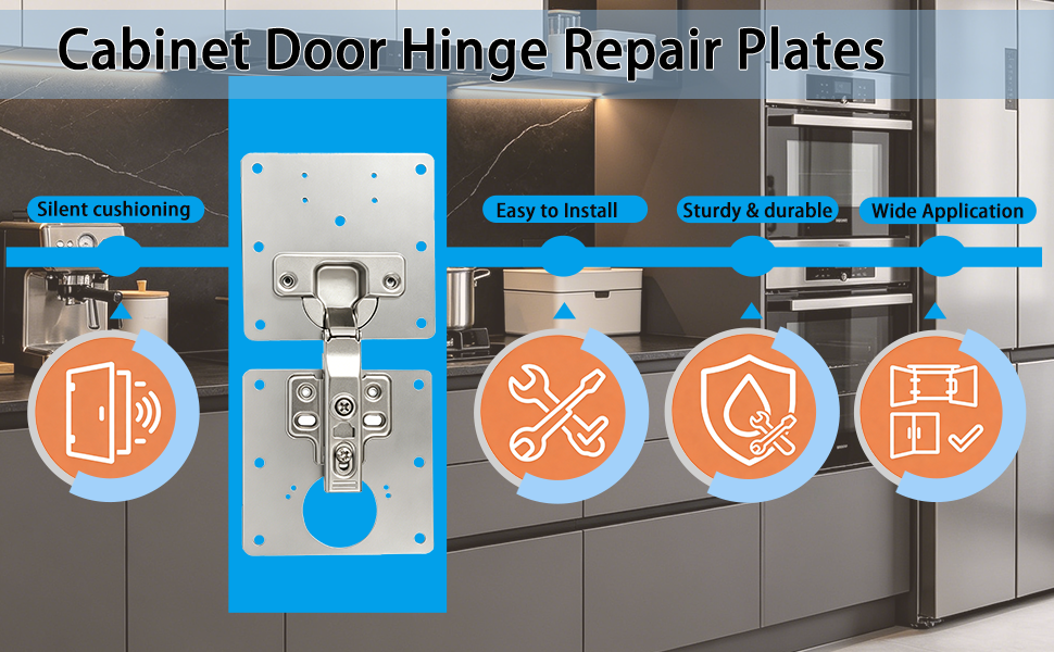 Cabinet door hinge repair plates