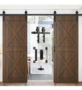 Arti-Life 10 FT Double Barn Door Hardware Kit Heavy Duty Sliding Door Track Kit with Hook and 2 H...