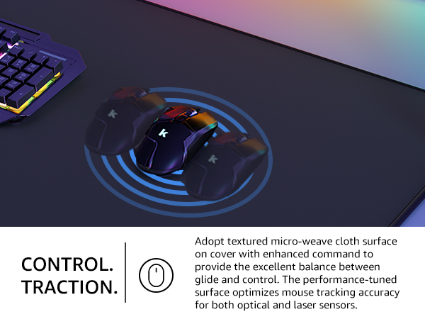 adopt textured micro-weave cloth surface to provide the excellent balance between glide and control