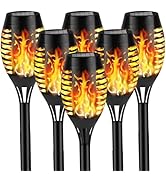 KOLYC Solar Flame Lights Outdoor, 6 Pack Solar Torch Light with Flickering Flame for Garden Decor...
