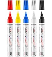 Overseas Oil-Based Fine Tip Paint Marker Pen - 5 Colors 0.9mm Fine Nib Permanent Markers, Quick D...