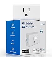 ELEGRP Matter Supported Mini Smart Plug, Smart Outlet 15A/1800W Max, Compatible with Apple Home, ...