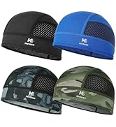 MELASA 4 Pack Cooling Skull Cap for Men Women, Breathable Mesh Helmet Liner, Sweat Bike Cap for C...