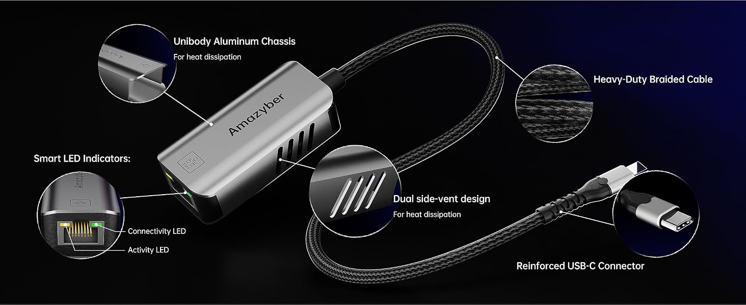 Close up of aluminum cooling vents on ethernet dongle ensuring stability for database backups.