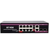 8 Port Gigabit PoE+ Switch, Smart Managed Computer Networking Switches with 4 Gigabit Uplink Port...