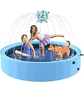 Bilibara 71'' Foldable Dog Pool, Sprinkler Pool for Kids, Non-Slip Kids Pool, Dog Swimming Pool f...