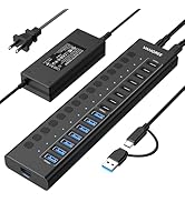 Powered USB Hub 3.2 Gen 2, VANGREE 16 Ports USB Hub (8 USB-A 3.2+8 USB-C 3.2), 10Gbps Aluminum Mu...
