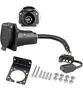 Oyviny 4-Pin to 7-Way Round Blade Trailer Adapter W/Mounting Bracket, 4 Way Flat to 7-Way Blade R...