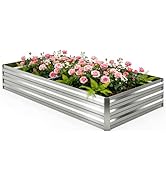 Tegarbed 6x3x1FT Galvanized Raised Garden Bed Outdoor Patio, Large Rectangular Metal Planter Boxe...