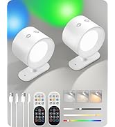 GOEBLESON Battery Operated Wall Sconce Set of 2, Rechargeable Wall Sconce with Remote Control, 3 ...