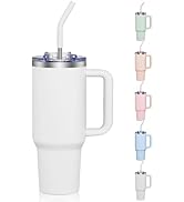 COKTIK 40 oz Tumbler With Handle and Straw Lid, Vacuum Insulated Travel Coffee Mug Stainless Stee...