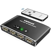 HDMI Switch 3 in 1 Out 4K UHD HDMI Switcher Splitter, Automatic Switch with Remote Metal HDMI Swi...