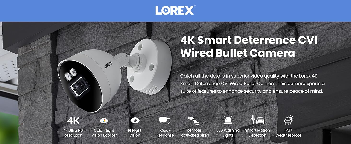 Lorex 4K Smart Deterrence CVI Wired Bullet Camera