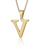 Suweibuke Initial Necklace for Men Women Boys Girls, 18K Gold Plated 26 Letters Pendant Necklace,...