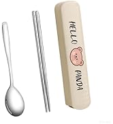 Ausenzup Portable Tableware Set, Pull-Out Design Storage Case with Spoon and Chopsticks, Stainles...