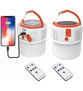 100W Solar Camping Lights Portable Rechargeable Lantern Hooked Hanging Tent Lamp Remote Battery B...