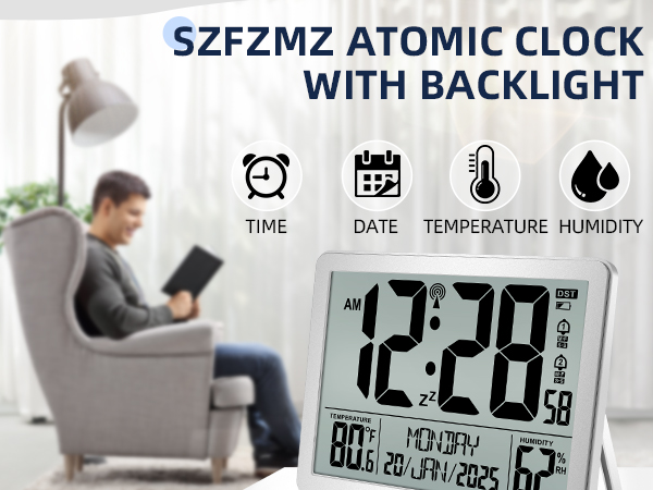 atomic clock with backlight
