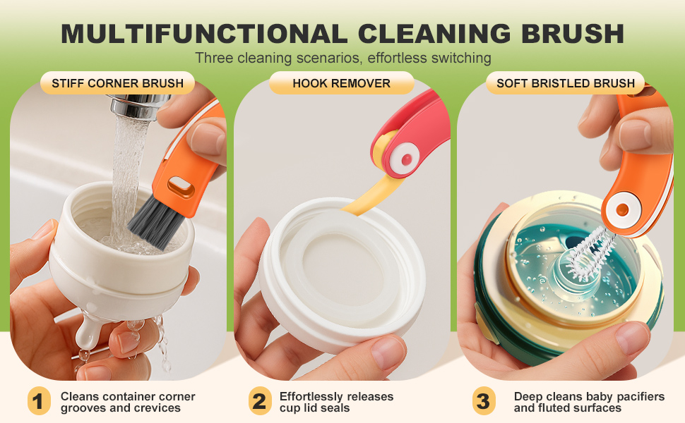MULTIFUNCTIONALCLEANING BRUSH, Three cleaning scenarios,effortless switching.
