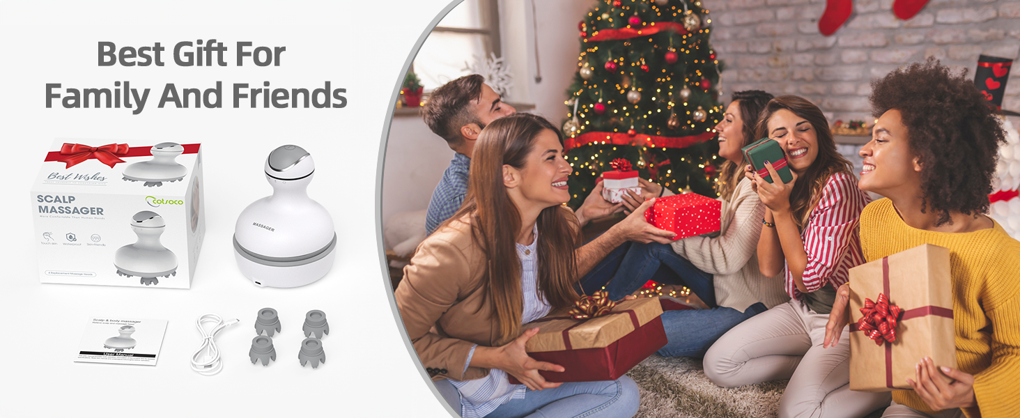 cotsoco Electric Scalp Head Massager with 4 Heads 84 Nodes for Hair Growth and Stress Release