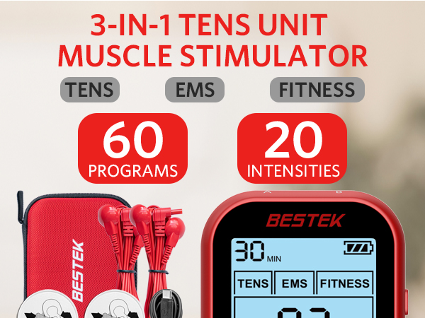 3-IN-1 TENS UNIT MUSCLE STIMULATOR