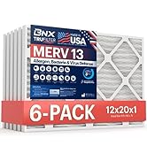 BNX TruFilter 12x20x1 Air Filter MERV 13 (6-Pack) - MADE IN USA - Electrostatic Pleated Air Condi...