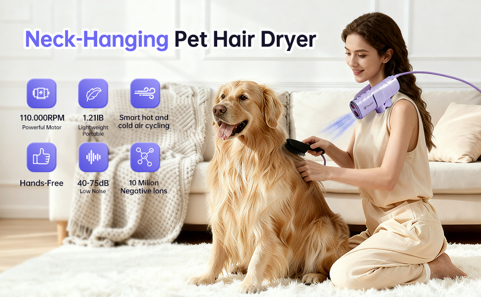 dog dryer dog hair dryer dog blow dryer pet dryer Dog Dryer for Pet GroomingPet Neck-Hanging
