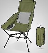 MARCHWAY Lightweight Folding High Back Camping Chair with Head Support, Stable Portable Compact f...