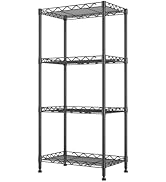 VANZBON 4 Tier Shelves Storage, Small Wire Shelf Unit with Wheels, Standing Adjustable Shelves Or...