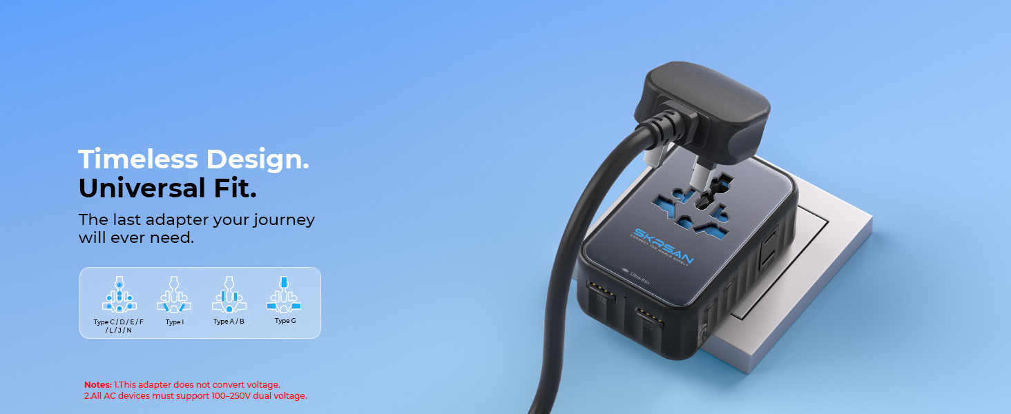 SKRSAN Aura Ultra-Thin Travel Adapter