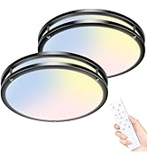libtit 2Pack 13 Inch LED Ceiling Lights with Remote for Bedroom Kitchen, 24W 2400lm Super Bright ...