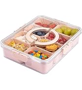 U-QE Dishwasher Safe Snackle Box Container with 8 Small Snacks Box - Premium Pink Plastic Divided...
