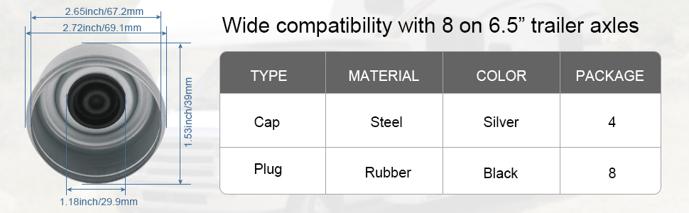 Trailer Axle Bearing Dust Cap Cup Grease Cover