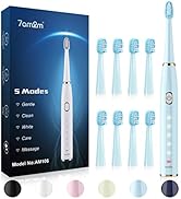 7AM2M Sonic Electric Toothbrush for Adults and Kids- High Power Rechargeable Toothbrushes with 8 ...
