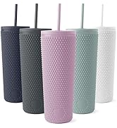 Simple Modern Plastic Matte Studded Tumbler with Lid and Straw | Reusable BPA Free Iced Coffee Cu...