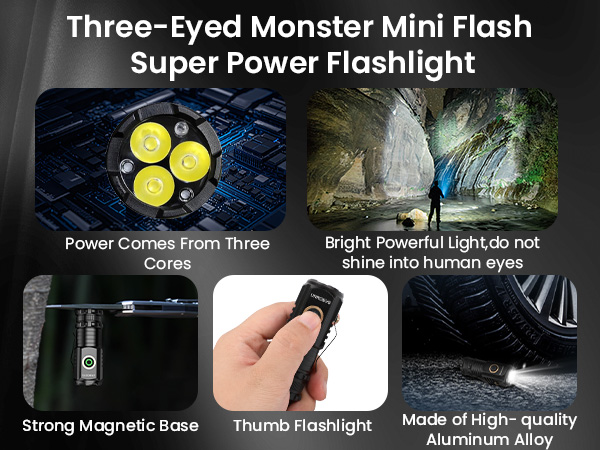 three-eyed monster mini flash super power flashlight