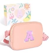 COSHAYSOO Pink Belt Bag Initial Pack Crossbody Purse for Girls 5-7 6-8 8-10 10-12 Personali...