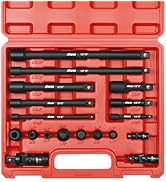 AMM 18 Pcs Impact Socket Extension Set Tools, 1/4", 3/8", 1/2" Drive Socket Adapter, Extension Ba...