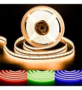 Gingsow RGBW COB LED Strip Light 20ft RGB+2700K 12V Color Changing UL-Listed LED Light Strip Mult...