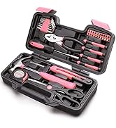 CARTMAN 39Piece Tool Set General Household Hand Tool Kit with Plastic Toolbox Storage Case Pink