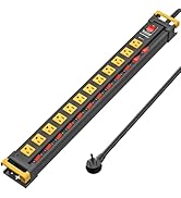 12 Outlet Long Heavy Duty Power Strip with Individual Switches,3300J Surge Protector Metal Power ...