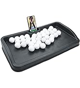 Heavy Duty Rubber Golf Ball Tray - with Cell Phone Holder Record Golf Swing - 100 Ball Capacity -...