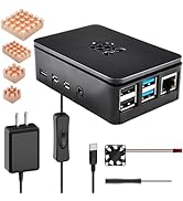 RasTech Raspberry Pi 4 Case with Cooling Fan, 4 Pure Copper Heatsink, 5V 3A Power Supply, Screwdr...