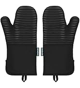 Beneno Kitchen Oven Mitts 2-Pack Heat Resistant to 500°F with Non-Slip Silicone Grip, Extra Long ...