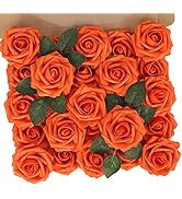 N&T NIETING Artificial Wedding Flowers 25 pcs Burnt Orange Mother's Day Fake Roses w/Stem for DIY...