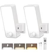 2 Pack Motion Sensor Outdoor Lights, 10000mAh Rechargeable 600 Lumen Battery Operated Outdoor Wal...