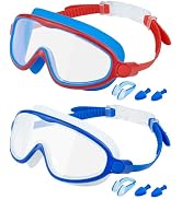 Rantizon Swim Goggles 2 Pack, Wide View Anti Fog&amp;UV Swimming Goggles for Audlt, No Leak Pool Beac...