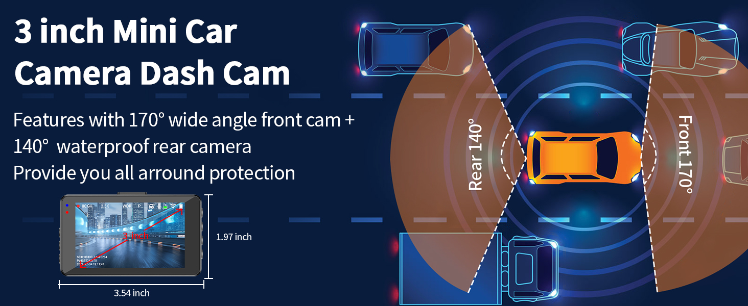 mini dash cam front and rear 