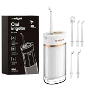 Novalgie Portable Travel Water Dental Flosser: Mini Cordless Oral Irrigator with Telescopic 180ML...